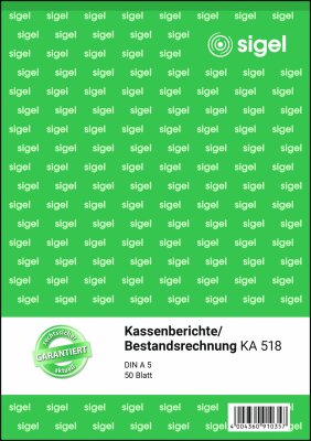 SIGEL KA518 Kassenberichte/Bestandsrechnung - A5 - 1x 50 Blatt - 50 Blatt