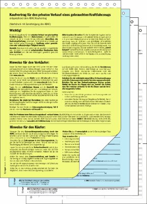 SIGEL KV440 Kaufvertrag - A4 - 2x 0 Blatt - selbstdurchschreibend - mit Ausfertigung für Käufer und Verkäufer, Benachrichtigungskarten für Kfz-Versicherung und Zulassungsstelle - für Gebrauchtwagen - 1 Satz