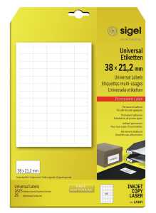 Universal-Etiketten - weiß - 38 x 21,2 mm - 70 g/m² - 1.625 Etiketten