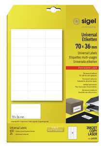 Universal-Etiketten - weiß - 70 x 36 mm - 70 g/m² - 600 Etiketten