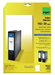 Ordner-Etiketten - weiß - 192 x 59 mm 70 g/m² 100 Etiketten = 25 Blatt
