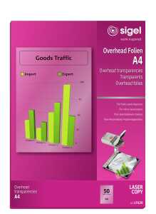 Overhead-Folien beidseitig bedruckbar A4 - 50 Stück - transparent