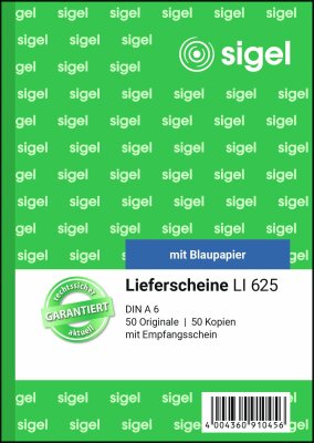 SIGEL LI625 Lieferscheine - A6 - 2x 50 Blatt - mit Blaupapier - 50 Sätze