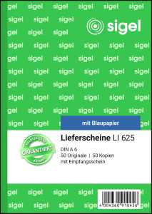 SIGEL Lieferscheine - A6 - 2x 50 Blatt - mit Blaupapier - 50 Sätze