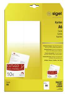 SIGEL Postkarten - A4 - weiß - Spezialpapier - 185 g/m² - 80 Karten