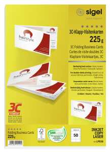 SIGEL LP838 Klapp-Visitenkarten - hochweiß - 225 g/m² - 50 Karten