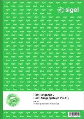 SIGEL PG415 Post-Eingangs-/ Ausgangsbuch - A4 - 1x 50 Blatt - 50 Blatt