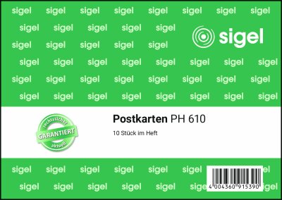 SIGEL PH610 Postkartenheft - A6 quer - 1x 10 Blatt - 10 Karten