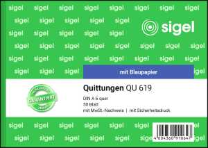 SIGEL Quittungen - A6 quer - 1x 50 Blatt - mit Blaupapier - 50 Blatt