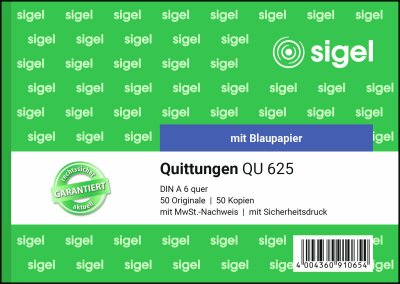 SIGEL QU625 Quittungen - A6 quer - 2x 50 Blatt - mit Blaupapier - 50 Sätze