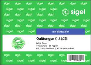 SIGEL Quittungen - A6 quer - 2x 50 Blatt - mit Blaupapier - 50 Sätze