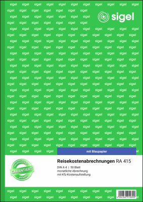 SIGEL RA415 Reisekostenabrechnungen - A4 - 1x 50 Blatt - mit Blaupapier - 50 Blatt