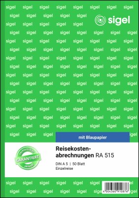 SIGEL RA515 Reisekostenabrechnungen - A5 - 1x 50 Blatt - mit Blaupapier -