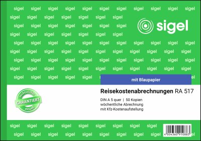 SIGEL RA517 Reisekostenabrechnungen - A5 quer - 1x 50 Blatt - mit Blaupapier -