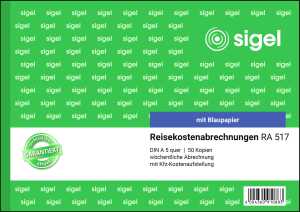 SIGEL Reisekostenabrechnungen - A5 quer - 1x 50 Blatt mit Blaupapier