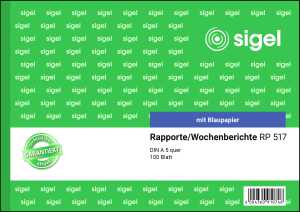 SIGEL Rapporte/Wochenberichte A5 quer - 1x 100 Blatt - mit Blaupapier