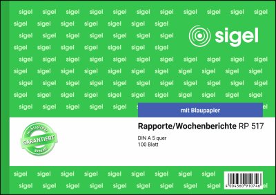 SIGEL RP517 Rapporte/Wochenberichte - A5 quer - 1x 100 Blatt - mit Blaupapier -