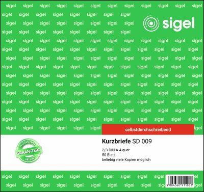 SIGEL SD009 Kurzbriefe - 2/3 A4 - 1x 50 Blatt - selbstdurchschreibend/CFB (Coated Front and Back) - 50 Sätze