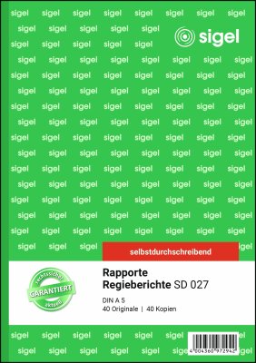 SIGEL SD027 Rapporte/Regieberichte - A5 - 2x 40 Blatt - selbstdurchschreibend - 40 Sätze