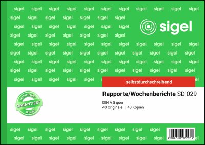 SIGEL SD029 Rapporte/Wochenberichte - A5 quer - 2x 40 Blatt - selbstdurchschreibend - 40 Sätze