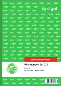 SIGEL Rechnungen - A5 - 3x 40 Blatt - selbstdurchschreibend - 40 Sätze