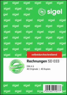 SIGEL SD033 Rechnungen - A6 - 2x 40 Blatt - selbstdurchschreibend - 40 Sätze