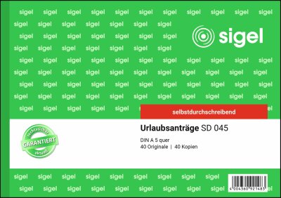 SIGEL SD045 Urlaubsanträge - A5 quer - 2x 40 Blatt - selbstdurchschreibend - 40 Sätze