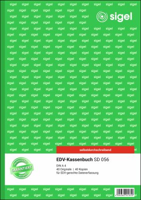 SIGEL SD056 EDV-Kassenbuch - A4 - 2x 40 Blatt - selbstdurchschreibend - für Datenerfassung - 40 Sätze