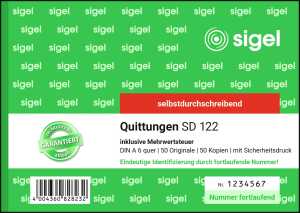 Quittung - fortlaufend nummeriert - A6 quer - 2x 50 Blatt - 50 Sätze