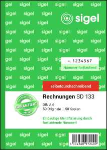 Rechnungen - fortlaufend nummeriert - A6 - 2x 50 Blatt 50 Sätze