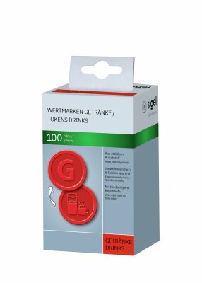 SIGEL WM006 Wertmarken für Veranstaltungen - Vorderseite: Relief-Motiv, Rückseite: Buchstabe "G" - rot - 100 Stück