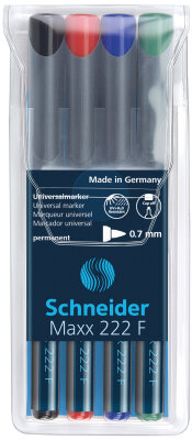 Schneider Universalmarker Maxx 222 F perm. Etui 4 Stück sortiert