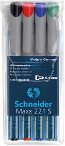 Schneider Universalmarker Maxx 221 S 4er Etui, farbig sortiert