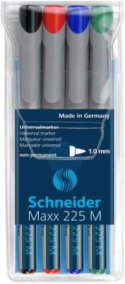 Schneider Universalmarker Maxx 225 M non-per. Etui 4 Stück sortiert