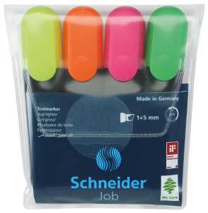 Schneider Textmarker Job 4er Etui, sortiert