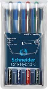 Schneider Tintenroller One Hybrid C 0.3 4er Etui, farbig sortiert