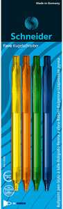 Schneider Kugelschreiber Fave Blisterkarte mit 4 Stück, sortiert