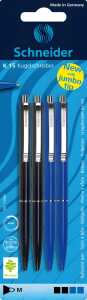 Schneider Kugelschreiber K 15 Blister 4 Stück,je 2x schwarz blau