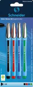 Schneider Kugelschreiber Slider Memo XB Blisterkarte mit 4 Stück, sortiert