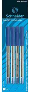 Schneider Kugelschreiber Tops 505 Blisterkarte mit 4 Stück, blau