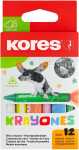 Kores Wachsmalstift Krayones, 3-eckig, 12 farben