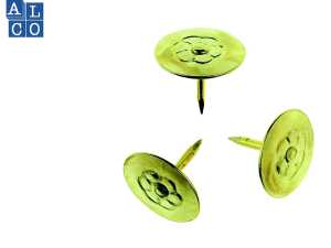 Reißnägel ALCO, vermessingt, Ø 9 mm, doppelt vernietet, Fensterschachtel à 100 Stück