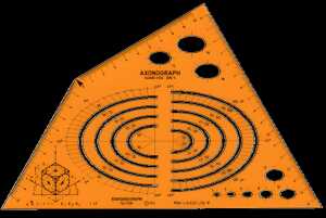 Standardgraph Schablone Axonograph Isometric Ellipsen: 4-105 mm, 30°/60°/90°