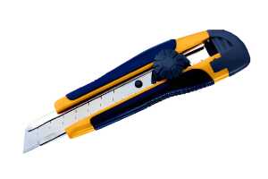 Profi Cutter, gummierter Griff, Schraubenarretierung, 18 mm Klinge, Pappschachtel