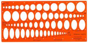 Standardgraph Ellipsenschablone 4 Projektionswinkel mit 20°-50°