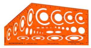 Standardgraph Schablone Axonograph I Dimetric Ellipsen: 3-36 mm, Raumachse