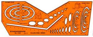 Standardgraph Schablone Axokombi DIN 5 Isometrie und Dimetrie
