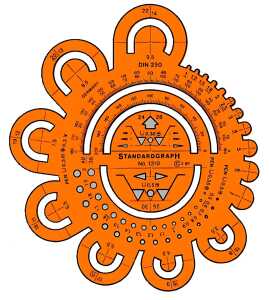 Standardgraph Abrundungsschablone mit Winkelmesser, Radien 0,5-40 mm