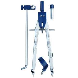 Schnellverstellzirkel, silberfarben, Mittelradspindel, 2 asymm. Knie, Länge 170 mm, Kreis-Ø 380-620 mm