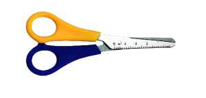 Bastelschere, rund, 5,3 = 13,5 cm, zweifarbiger Griff, mit mm-Skala, für Linkshänder, VE = 12 Stück